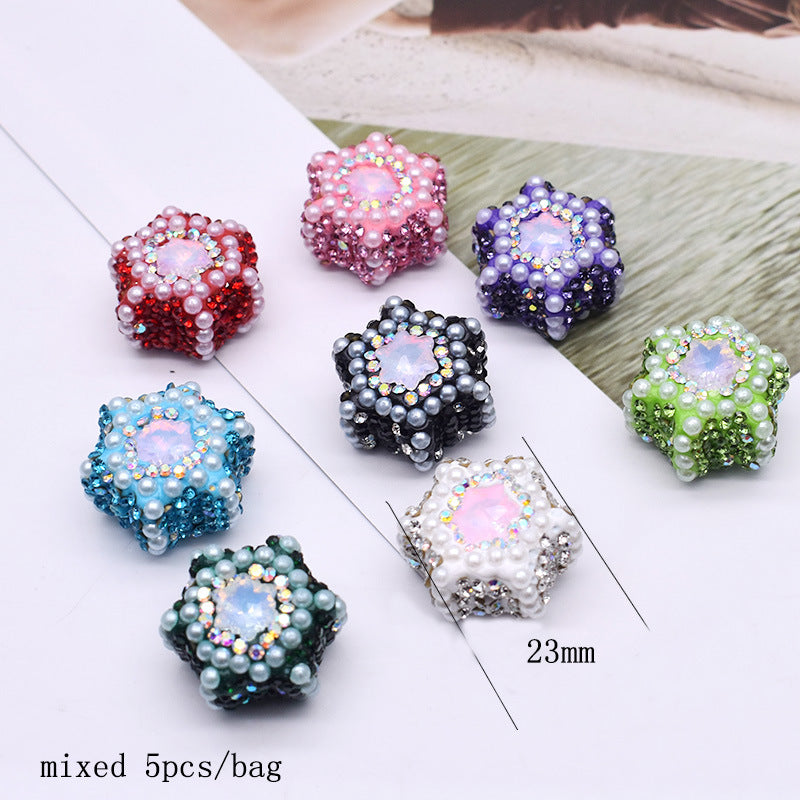 Wholesale 5pcs Clay Heavy Industry Fishtail Zircon Bear Strawberry Beads